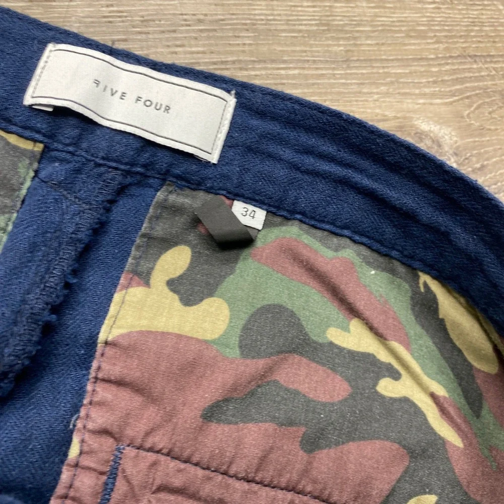 Five Four Chinos Mens 34 Blue Herringbone Camo Lined Casual Trousers